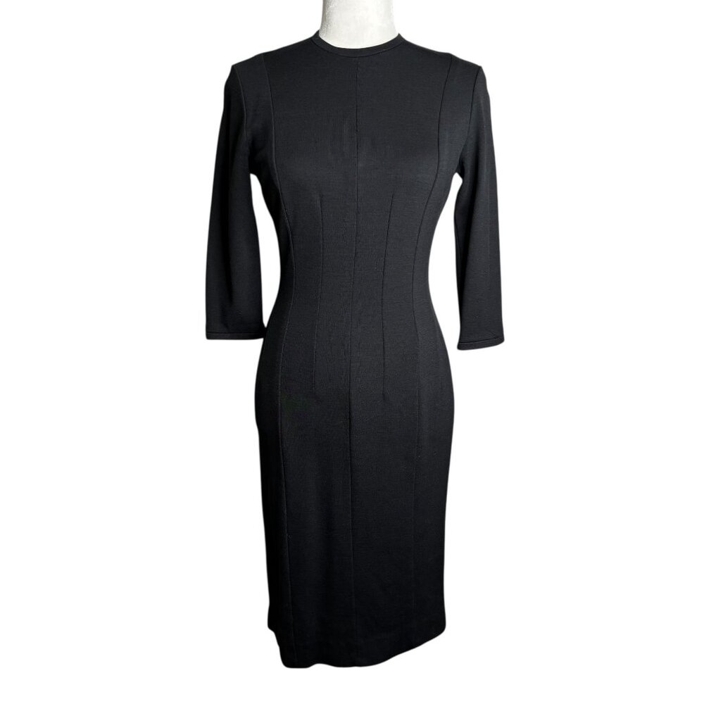 Vintage 60s Betty Barclay Pencil Dress S Black Wiggle Midi Zipper Union Made